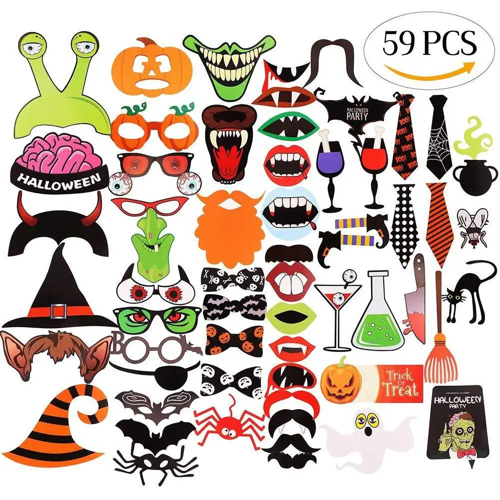 happy halloween photo booth props witch hat pumpkin bat