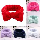 Coral Fleece Big Bow Dot Stripe Towel Hair Band Wrap Headband Bath Spa MakeUp