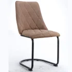 Modern Design Restaurant Furniture Metal Legs Brown Color Velvet Dining Chairs