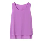 summer blank solid loose formal 100%poly Plus size sleeveless white blouse for women's chiffon blouse tank top XXXL