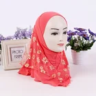Wholesale Fashion Style Muslim Arabian Girls Lace Flower Embroidery Kids Hijab