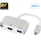 アルミ合金ハウジング Usb タイプ C ハブケーブル Hdmi 2.0V + USB 3.0 + PD ゲームビデオ HDMI キャプチャカード