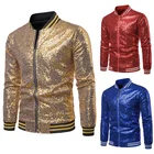 2019 men's colorful casual sequin fabric hoodie shining jacket costume for acting night bars hosting