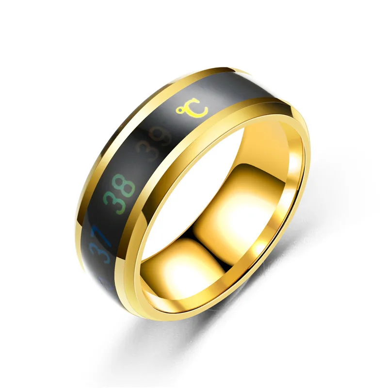 stainless steel temperature ring men women custom high quality titanium Intelligent temperature measuring ring temperature