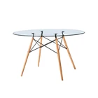 Panel Dining Table Wood Dining Round Glass Top Dining Table With Beech Wood Leg