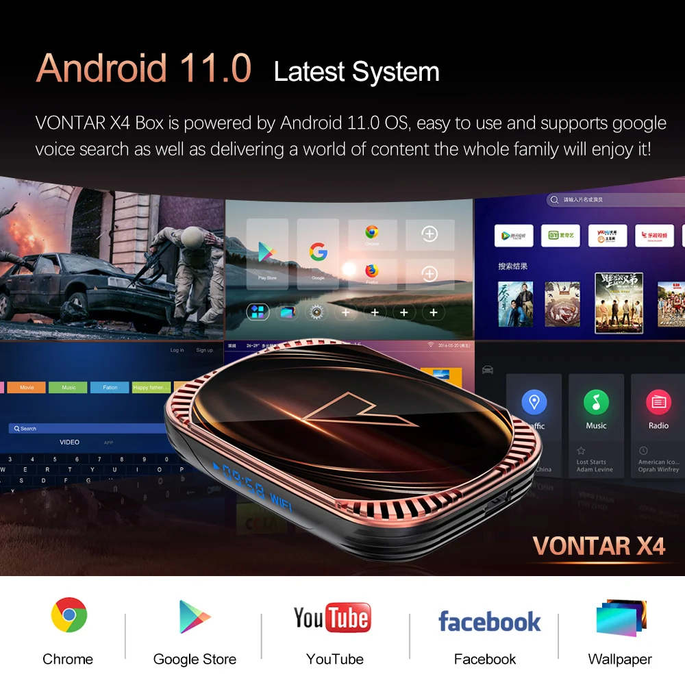 Vontar X4 Tv Box 4gb 32gb Android 11 Amlogic S905x4 1000ethernet 2 4g