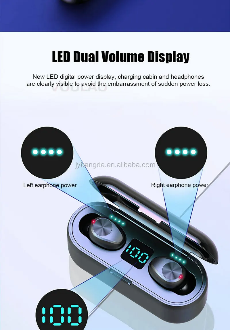 F9 TWS BT5.0 Wireless Headset LCD Power Display Headphone Wireless Earphone With Charging Box For iPhone Samsung HuaWei - ANKUX.COM