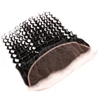 High Definition Deep Wave Virgin Brazilian Human Hair Frontal Lace Closure Ear To Ear