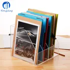 YongJing Office Desktop Magazines Organizer Cardboard Brochure Clear Acrylic Book Box with Four Folders