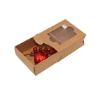 CLP Brown Pastry Box with Auto-Popup Window Kraft Paperboard Bakery Box