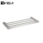 Professional Sanitaryware Chrome Finish Metal Towel Rack Towel Rail With Shelf