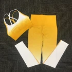 Women Ombre Seamless Sport Wears Fitness Push Up Leggings and Sports Bra Yoga Wear Clothing Set