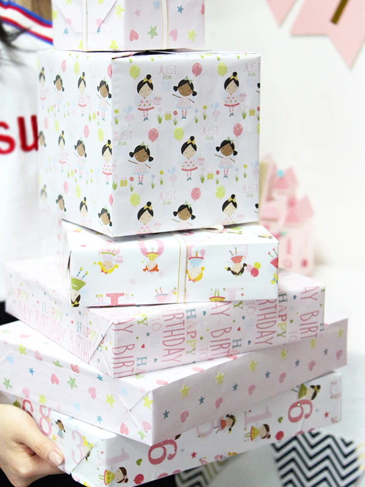 pink gift wrapping paper for birthday girl holiday