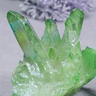 Full Charm Rainbow Aura Natural Point and Blue Green Aura Angel Crystal Quartz Cluster