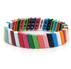 Amazon Hot Colorful Rainbow Painted Enamel Gold Plated bead Bracelet For women