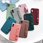 Candy Color Phone Case For iPhone 7 8 XS XR 11 X Colorful Wrist Strap Holder Case Soft Silicon Phone Cover