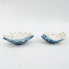Dark Blue Ocean Porcelain Nautical Coral Plates Fruit Tray Ceramic Candy Plate
