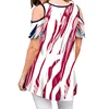 New Design American Flag Print Woman O-neck T-shirt irregular design lace up plus size summer women blouses