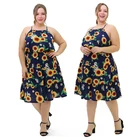 OEM / ODM Plus Size Women Clothing Floral Summer Large Dresses Large Size Sling Midi Dress