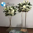 SX-F015 wedding decoration supplie gold metal stand with artificial silk flower arrangements