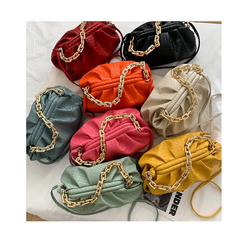 Ins Woven Leather Cloud Bag Soft Wrinkled Dumpling Shoulder Messenger Luxury Handbags Women Designer Thick Chains Clutch Pouch
Ins Woven Leather Cloud Bag Soft Wrinkled Dumpling Shoulder Messenger Luxury Handbags Women Designer Thick Chains Clutch Pouch