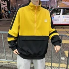 Korean Clothing Pullover Patchwork Hoodies Hip Hop Mens Turtleneck Sweatshirts