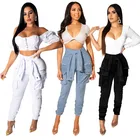 New Design Casual Fashion Women Pants Trousers Washed Solid Color Skinny Denim Cotton Belt Jeans Factory In China