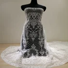 Bridal Lace Fabric Fantastic Wedding Dress Sequins Embroidery With Cords And Beads For