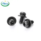 Steel Screws Spring Pan Head Cross Carbon Steel Black-znic Sems Screws with Spring Washer