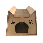 Cute design eco friendly recyclable cardboard cat scratcher house