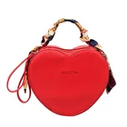 Cute lovely heart scarf heart handbag shape leather crossbody sling bag