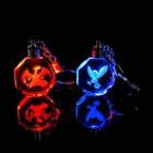 wholesale Glass pokemon Go Characters Crystal Keychain custom LED Flashing light Keyring