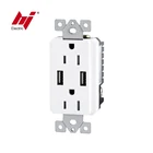 Packaging Customization Wall Socket Outlet Made In China 15A Duplex Receptacle 2 Port USB Charger 125V 4.0A Plate