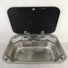Boat RV Caravan Stainless Steel Hand Wash Basin Sink with Tempered Glass Lid 420*370*145mm GR-586