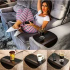 Wood Table Wood Armrest Table Round Shape Wood Sofa Arm Tray Table Couch Armrest Table