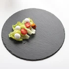 Various shapes and sizes natural slate restaurant plates dinner plate round black stone plates for tableware