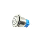 Stainless steel IP67 19mm momentary diameter led metal push button switch with power symbol