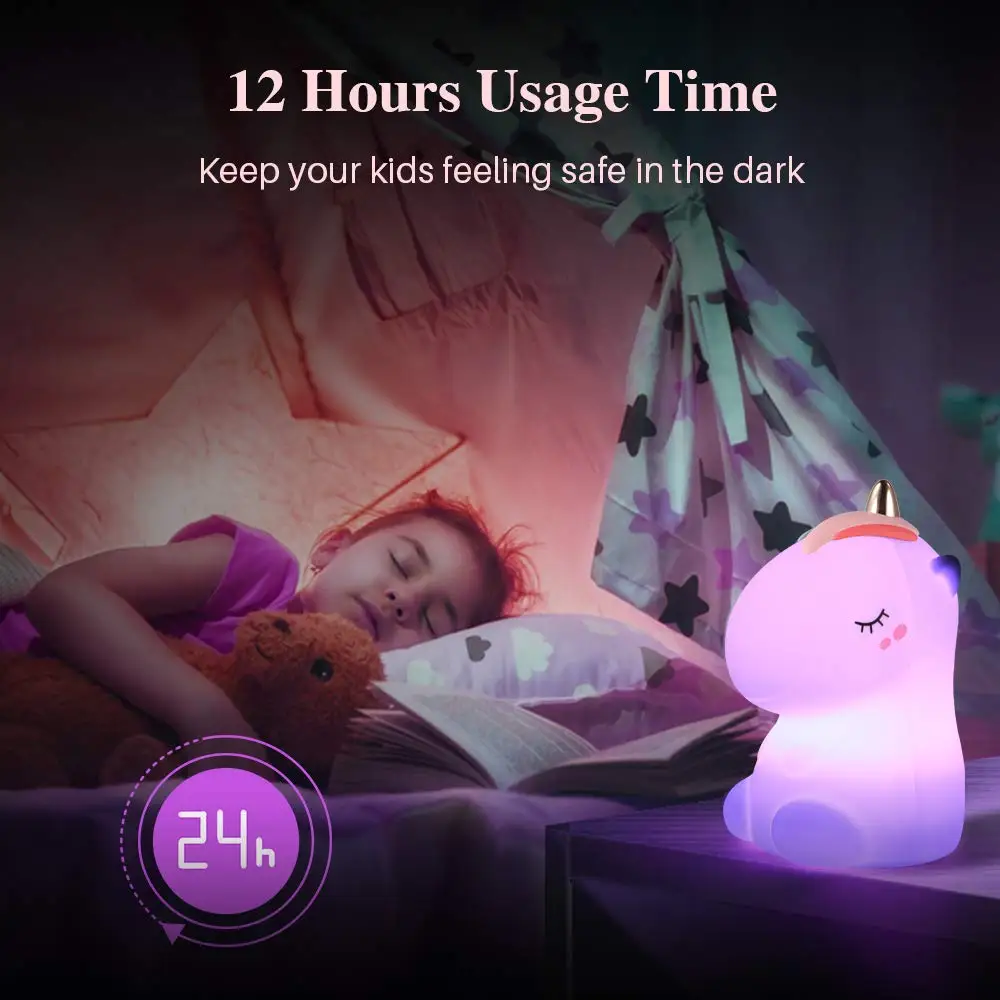 cute silicone color change unicorn gifts for girls baby lamp for