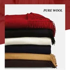 Wool Scarf Jacquard Fashion Wool Cashmere Solid Color Pashmina Scarf With Tassel For Women