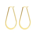 Stainless Steel Trendy Oval Flattened Exaggerated Hoop Earrings Steel Black Wedding Earrings Jewelry For Women