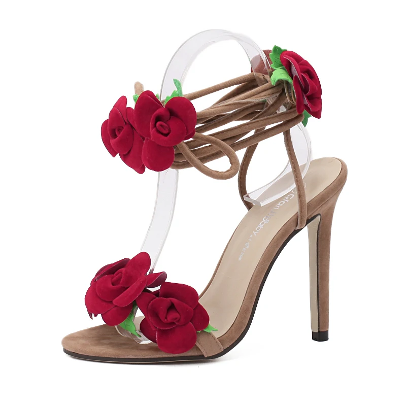 floral tie up heels