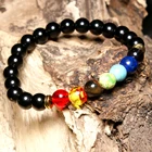Lava Stone Beaded Bracelet Natural Healing Balance Beads Yoga Valconic Energy 7 Chakra Diffuser Bracelet
