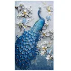 3809 Yiwu soumeng wholesale and custom living room paint art canvas diy peacock diamond painting video