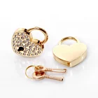 AJF cute small gold rhinestone heart love lock wedding gift