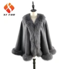 hot sale 2019 wholesale high quality cheap elegant women fox fur collar shawl fur cashmere shawl