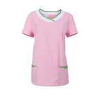Cheap price polyester rayon pink color oem service nurse scrub top