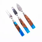 304 stainless steel 4 pieces resin artist wooden craft handle butter tools set cheese knife