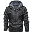 Leather Jackets Wholesale Custom Men Faux Leather Coats Plus Size Winter PU Jackets With Removable Hood