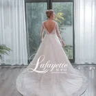 Latest Bridal Wedding Gowns Vestido de noiva Charming Deep V-Neck Lace Appliqued and Beaded A-Line Wedding Dress 2020
