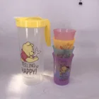 1.5ML clear food grade PP plastic water pitcher ,cold water jug with lid and 4 pcs cups